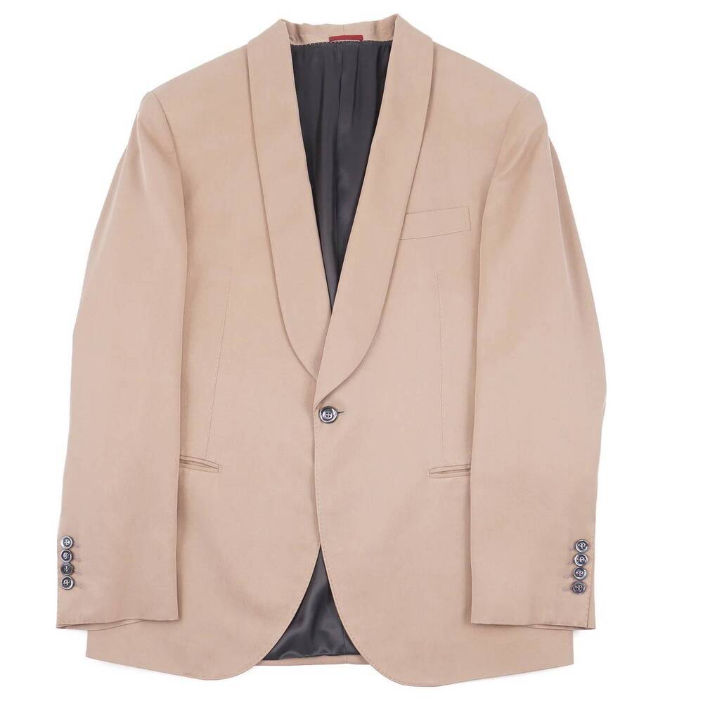 NEW BRUNELLO CUCINELLI men's shawl collar silk dinner jacket in tan